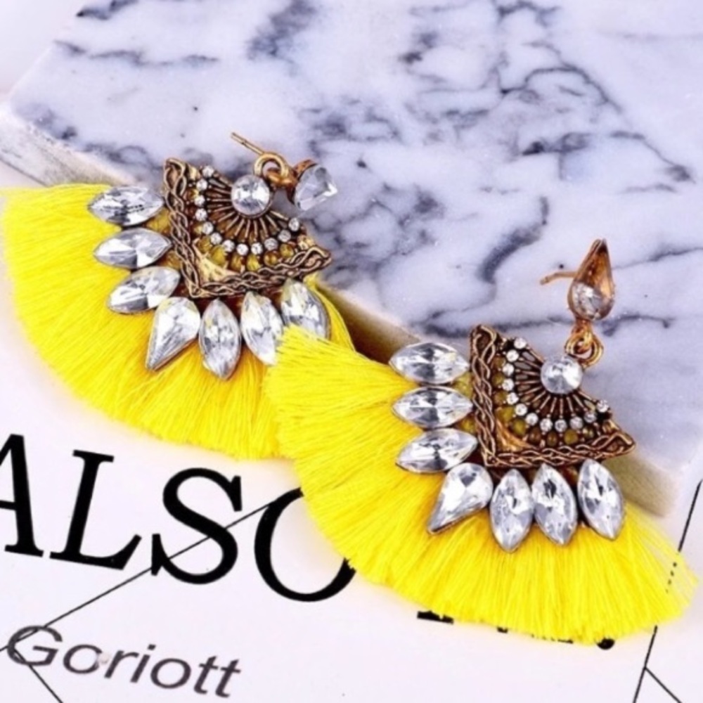 Bohemian-style tassel earrings never worn
